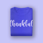 Blue Graphic T-Shirt with “Thankful” Print