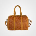 Stylish Mustard Embossed Duffle Bag with Shoulder Strap